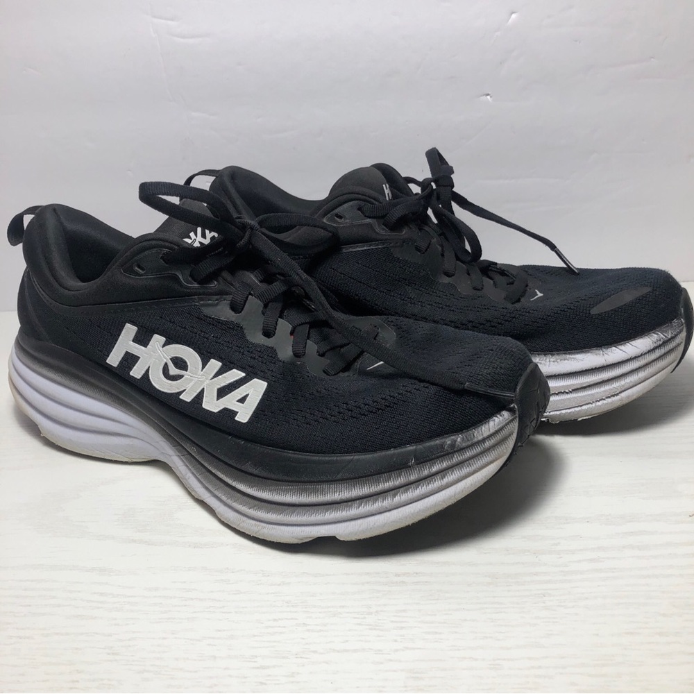 Hoka One One Bondi 8 Women’s 9B Shoes Black Running Sneakers 1127952 BWHT